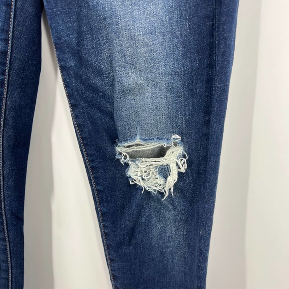 American Eagle Jeggings Dark Wash Distressed Fringe Cuff Hem Women's 8 R - Picture 7 of 10